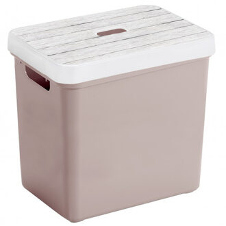 SunWare Opbergbox/mand oudroze 25 liter kunststof met deksel
