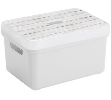 SunWare Opbergbox/mand wit 13 liter kunststof met deksel