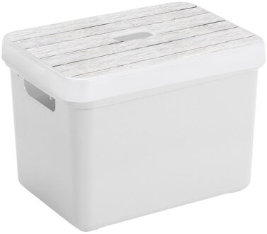 SunWare Opbergbox/mand wit 18 liter kunststof met deksel