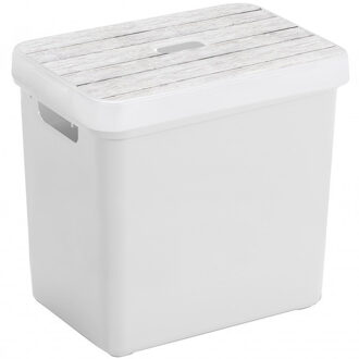 SunWare Opbergbox/mand wit 25 liter kunststof met deksel