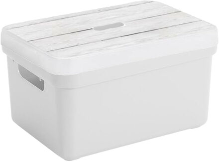 SunWare Opbergbox/mand wit 5 liter kunststof met deksel