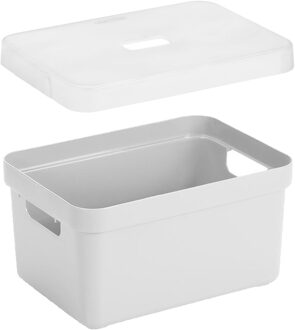 SunWare Opbergbox / mand - wit - 5L - kunststof - transparante deksel - 25x18x12 cm