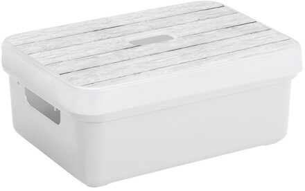 SunWare Opbergbox/mand wit 9 liter kunststof met deksel