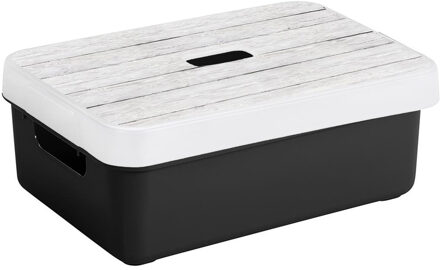 SunWare Opbergbox/mand zwart 9 liter kunststof met deksel