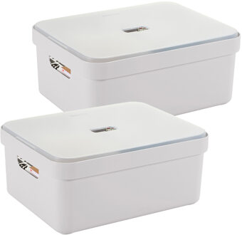 SunWare opbergbox met deksel - 2x - Sigma Home - kunststof - 24 liter - wit - opberg dozen