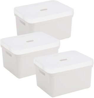 SunWare opbergbox met deksel - 3x - Sigma Home - kunststof - 5 liter - wit - opberg dozen