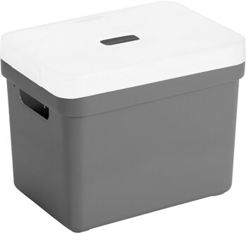 SunWare Opbergbox met transparante deksel - 1x stuks - antraciet - 18L - kunststof - 35x25x24 cm