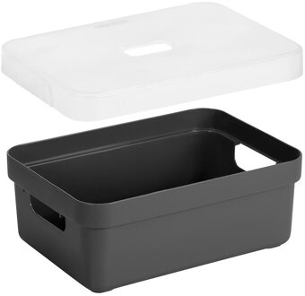 SunWare Opbergbox met transparante deksel - 1x stuks - antraciet - 9 liter - kunststof - 35x25x12