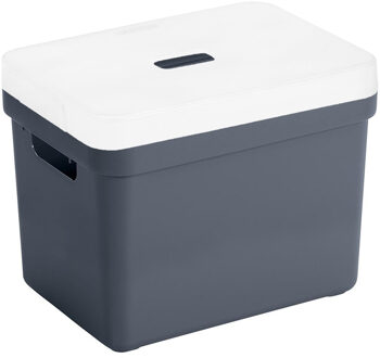 SunWare Opbergbox met transparante deksel - 1x stuks - blauw - 18 liter - kunststof - 35x25x24 cm