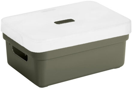 SunWare Opbergbox met transparante deksel - 1x stuks - donkergroen - 9 liter - kunststof - 35x25x12
