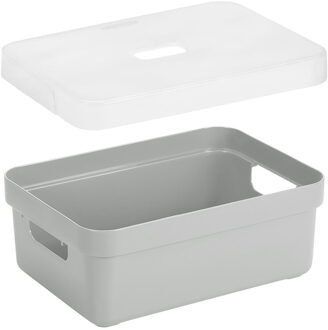 SunWare Opbergbox met transparante deksel - 1x stuks - lichtgrijs - 9 liter - kunststof - 35x25x12