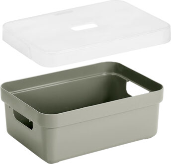 SunWare Opbergbox met transparante deksel - 1x stuks - lichtgroen - 9 liter - kunststof - 35x25x12