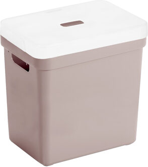 SunWare Opbergbox met transparante deksel - 1x stuks - roze - 25L - kunststof - 35x25x36cm