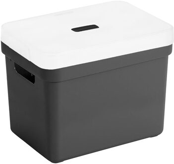 SunWare Opbergbox met transparante deksel - 1x stuks - zwart - 18 liter - kunststof - 35x25x24