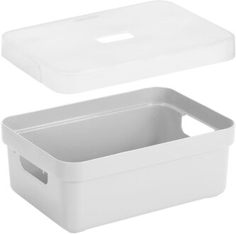 SunWare Opbergbox met transparante deksel - 2x stuks - wit - 9 liter - kunststof - 35x25x12