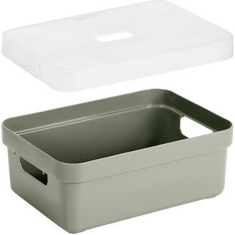 SunWare Opbergbox met transparante deksel - 3x stuks - lichtgroen - 9 liter - kunststof - 35x25x12