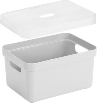 SunWare Opbergbox met transparante deksel - mand - wit - 13 liter - kunststof - 35x25x18 cm