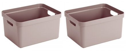 SunWare Opbergbox Sigma - 10x - kunststof - roze - 13 liter - 35 x 25 x 18 cm - Opbergbakken