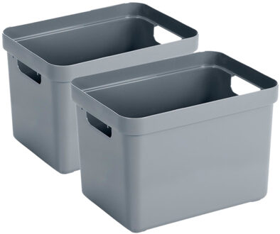 SunWare Opbergbox Sigma - 2x - kunststof - blauw/grijs - 18 liter - Opbergbakken/opbergers