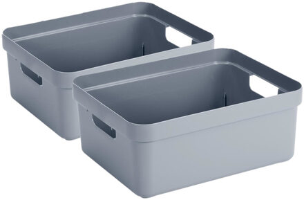 SunWare Opbergbox Sigma - 2x - kunststof - donkerblauw - 24 liter - Opbergbakken/opbergers