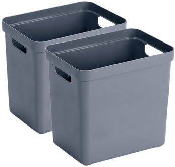 SunWare Opbergbox Sigma - 2x - kunststof - donkerblauw - 25 liter - Opbergbakken/opbergers