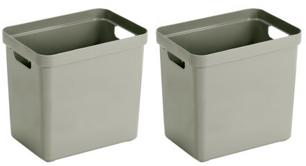 SunWare Opbergbox Sigma - 2x - kunststof - groen - 25 liter - Opbergbakken/opbergers