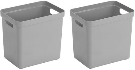 SunWare Opbergbox Sigma - 2x - kunststof - lichtgrijs - 25 liter - Opbergbakken/opbergers