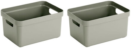 SunWare Opbergbox Sigma - 2x - kunststof - lichtgroen - 5 liter - 25,2 x 18 x 12,2 cm - Opbergbakken