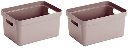 SunWare Opbergbox Sigma - 2x - kunststof - roze - 5 liter - 25,2 x 18 x 12,2 cm - Opbergbakken