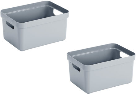 SunWare Opbergbox Sigma - 2x stuks - kunststof - blauw - 13 liter - 35 x 25 x 18 cm - Opbergbakken