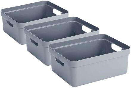 SunWare Opbergbox Sigma - 3x - kunststof - donkerblauw - 24 liter - Opbergbakken/opbergers