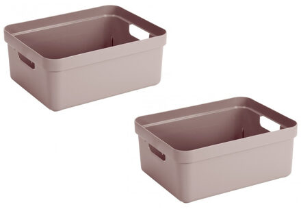 SunWare Opbergbox Sigma - 3x - kunststof - roze - 24 liter - Opbergbakken/opbergers