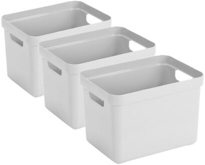 SunWare Opbergbox Sigma - 3x - kunststof - wit - 18 liter - Opbergbakken/opbergers