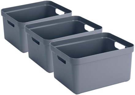 SunWare opbergbox Sigma - 3x stuks - kunststof - 32 liter - donkerblauw - opberg dozen/bakken