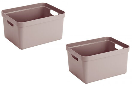 SunWare opbergbox Sigma - 3x stuks - kunststof - 32 liter - roze - opberg dozen/bakken