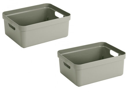 SunWare Opbergbox Sigma - 4x - kunststof - groen - 24 liter - Opbergbakken/opbergers