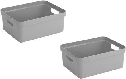 SunWare Opbergbox Sigma - 4x - kunststof - lichtgrijs - 24 liter - Opbergbakken/opbergers