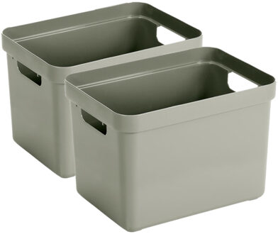 SunWare Opbergbox Sigma - 4x - kunststof - lichtgroen - 18 liter - Opbergbakken/opbergers