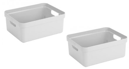 SunWare Opbergbox Sigma - 4x - kunststof - wit - 24 liter - Opbergbakken/opbergers