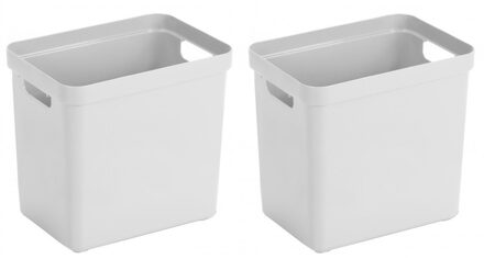 SunWare Opbergbox Sigma - 4x - kunststof - wit - 25 liter - Opbergbakken/opbergers