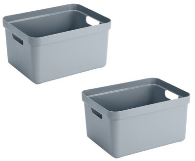 SunWare opbergbox Sigma - 4x stuks - kunststof - 32 liter - blauw/grijs - opberg dozen/bakken