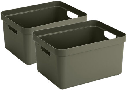 SunWare opbergbox Sigma - 4x stuks - kunststof - 32 liter - donkergroen - opberg dozen/bakken
