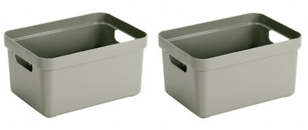 SunWare Opbergbox Sigma - 5x - kunststof - lichtgroen - 13 liter - 35 x 25 x 18 cm - Opbergbakken