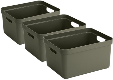 SunWare opbergbox Sigma - 5x stuks - kunststof - 32 liter - donkergroen - opberg dozen/bakken