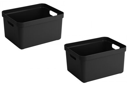 SunWare opbergbox Sigma - 5x stuks - kunststof - 32 liter - zwart - opberg dozen/bakken