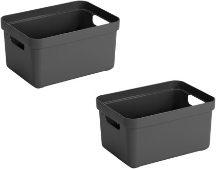 SunWare Opbergbox Sigma - 5x stuks - kunststof - antraciet - 5 liter - 25,2 x 18 x 12,2 cm - Opbergb