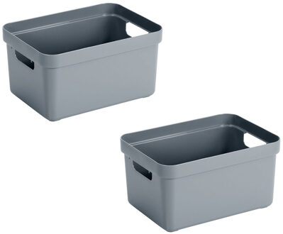 SunWare Opbergbox Sigma - 5x stuks - kunststof - blauw - 5 liter - 25,2 x 18 x 12,2 cm - Opbergbakke