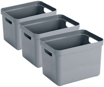 SunWare Opbergbox Sigma - 6x - kunststof - blauw/grijs - 18 liter - Opbergbakken/opbergers