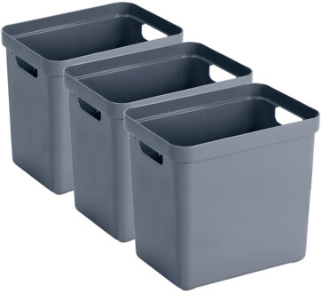 SunWare Opbergbox Sigma - 6x - kunststof - donkerblauw - 25 liter - Opbergbakken/opbergers