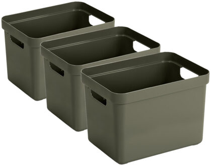 SunWare Opbergbox Sigma - 6x - kunststof - donkergroen - 18 liter - Opbergbakken/opbergers